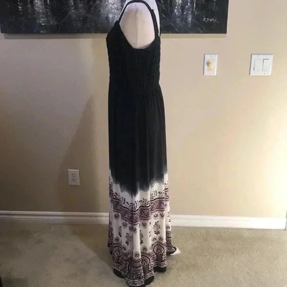 Lane Bryant Adjustable Top Maxi Dress Navy Cream Paisley Design Hem w/Pockets - Picture 4 of 10